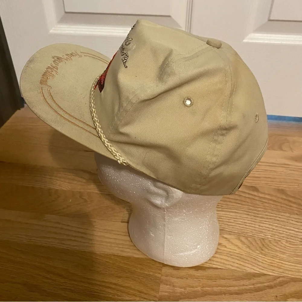 Vintage New Holland Hat Strap Back Red Combine Embroidered Label Rope Trucker